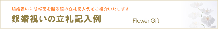 銀婚祝いの立札記入例