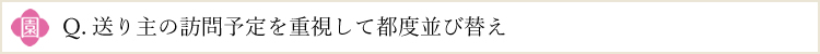 送り主の訪問予定を重視して都度並び替え